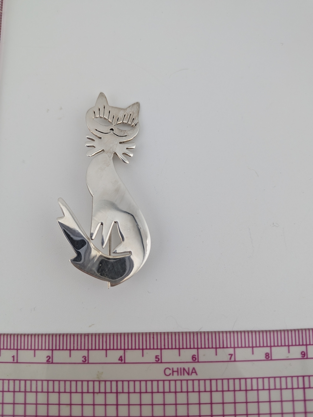 Sterling Silver Cat Pin Brooch - Cute Cat Silhouette